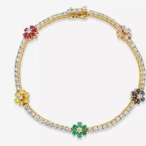 CZ Tennis Chain Rainbow Daisy Flower bracelets